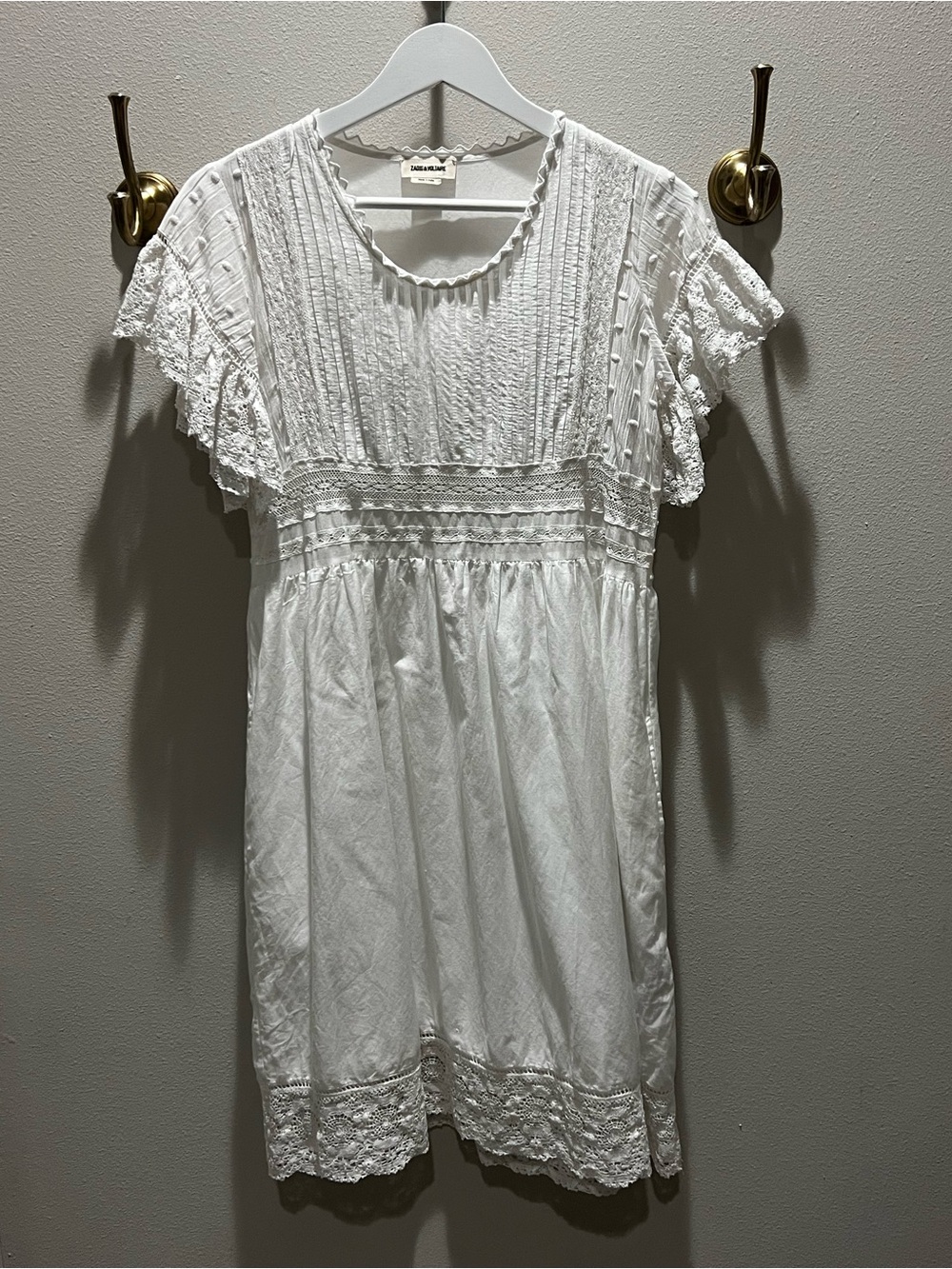 Zadig & Voltaire White Lace-Trim Midi Dress - Picture 7 of 7